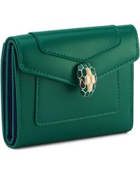 BVLGARI - Leather Serpenti Forever Slim Compact Wallet - Lyst