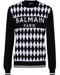 Balmain - Diamond Jacquard Logo Sweater - Lyst
