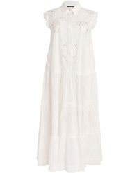 Marina Rinaldi - Cotton Voiled Embroidered Dress - Lyst