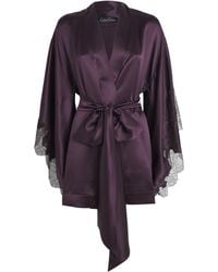 Carine Gilson - Silk Lace-Detail Short Robe - Lyst