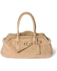 Miu Miu - Suede-Shearling Aventure Shoulder Bag - Lyst