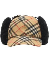 Burberry - Wool Check Trapper Cap - Lyst