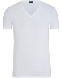 Zegna - Stretch-cotton V-neck T-shirt - Lyst