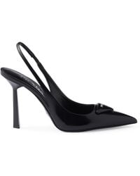 Prada - Brushed Leather Slingback Pumps 75 - Lyst