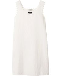Miu Miu - Cotton-Linen Embroidered Mini Dress - Lyst