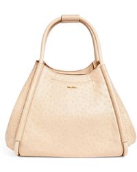 Max Mara - Small Leather Ostrich-embossed Marine Top-handle Bag - Lyst