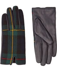 Sandro Tartan Leather Gloves - Natural