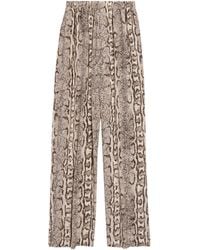 Balenciaga - Silk Python Print Wide-Leg Trousers - Lyst