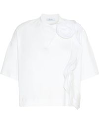 Max Mara - Cotton Floral Appliqué T-Shirt - Lyst