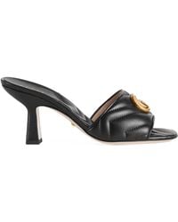 Gucci - Leather Double G Mules 75 - Lyst