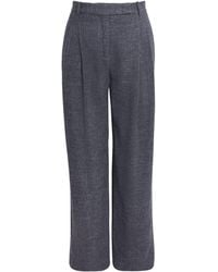 Eleventy - Wool-Linen-Blend Straight Trousers - Lyst