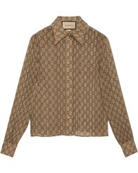 Gucci - Silk Gg Supreme Damier Shirt - Lyst