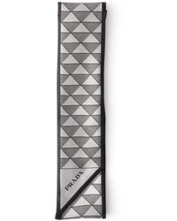Prada - Silk Triangle Print Skinny Scarf - Lyst