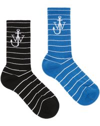JW Anderson - Cotton-blend Striped Logo Socks (pack Of 2) - Lyst