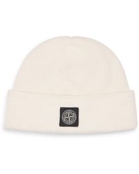 Stone Island - Cotton Compass Patch Beanie - Lyst