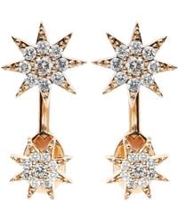 BeeGoddess - Rose Gold And Diamond Star Drop Earrings - Lyst