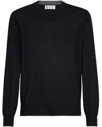 Brunello Cucinelli - Cashmere-Silk V-Neck Sweater - Lyst