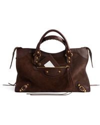 Balenciaga - Medium Suede Le City Top-Handle Bag - Lyst