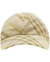 Burberry - Linen Check Baseball Cap - Lyst