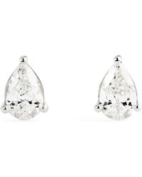 Harrods - And Diamond Pear Stud Earrings - Lyst