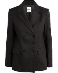Sandro - Linen-Cotton Double-Breasted Suit Jacket - Lyst