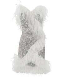 Dolce & Gabbana - Sequin-embellished Feather-trim Mini Dress - Lyst
