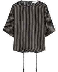 Max Mara - Silk Stripe Short-Sleeve Blouse - Lyst