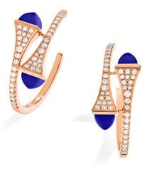 Marli New York - Small, Diamond And Lapis Lazuli Cleo Hoop Earrings - Lyst