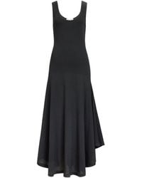 Alaïa - Crepe Asymmetric Midi Dress - Lyst