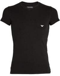 Emporio Armani - V-Neck Cotton Eagle T-Shirt - Lyst