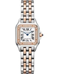 Cartier - Small Rose And Diamond Panthère De Watch - Lyst