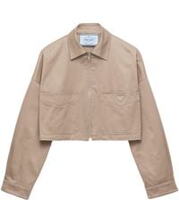 Prada - Cotton Cropped Blouson Jacket - Lyst