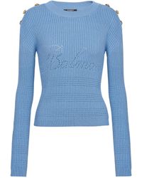 Balmain - Button-trim Logo Sweater - Lyst