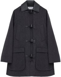 Loewe - Wool-Cashmere Leather-Collar Coat - Lyst