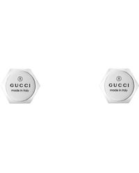 Gucci - Sterling Silver Trademark Stud Earrings - Lyst