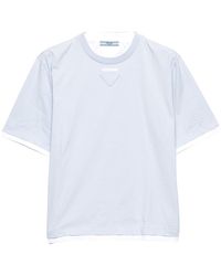 Prada - Cotton Jersey Triangle T-Shirt - Lyst