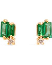 Suzanne Kalan - Diamond And Emerald Bold Burst Stud Earrings - Lyst