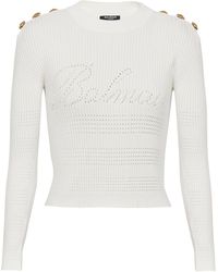 Balmain - Button-detail Logo Sweater - Lyst