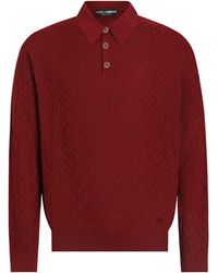 Dolce & Gabbana - Silk Jacquard Long-Sleeve Polo Shirt - Lyst