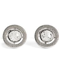 Tateossian - Rhodium-Plated Cubic Zirconia Halo Round Cufflinks - Lyst