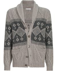 Brunello Cucinelli - Virgin Wool-Silk-Cashmere Cardigan - Lyst