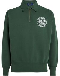 Polo Ralph Lauren - Cotton-Blend Logo Print Quarter-Zip Sweatshirt - Lyst