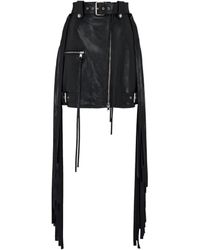 Alexander McQueen - Leather Fringed Mini Skirt - Lyst