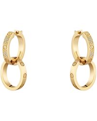 Cartier - And Diamond Love Double Hoop Earrings - Lyst