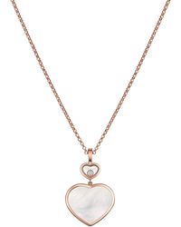Chopard - Diamond And Mother-Of-Pearl Happy Hearts Pendant Necklace - Lyst