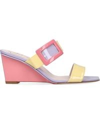 Roger Vivier - Patent Leather Belle Vivier Wedge Sandals 60 - Lyst
