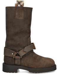 Burberry - Suede Soft Saddle Boots - Lyst