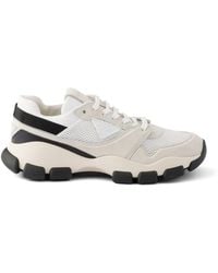 Prada - Mesh Fabric And Suede Sneakers - Lyst