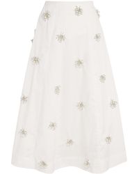 Jonathan Simkhai - Cotton Embellished Novanna Midi Skirt - Lyst