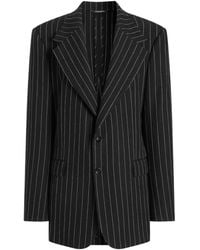 Dolce & Gabbana - Virgin Wool-Linen Pinstripe Sicilia Blazer - Lyst